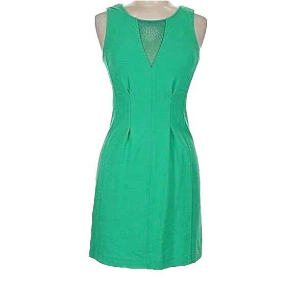 Aiko Green Sleeveless Sheath Dress Women’s Size Small Mesh Work Career Cocktail - Picture 2 of 14
